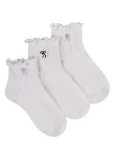 Skarpety krótkie gładkie z haftem kokardki ecru 3PAK 35-38 YOCLUB - Skarpetki damskie Skarpety krótkie gładkie z haftem kokardki ecru 3PAK 35-38 YOCLUB - Skarpetki damskie - miniaturka - grafika 1