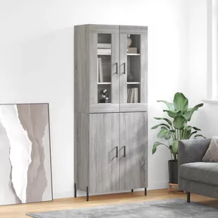vidaXL Witrynka szary dąb sonoma 69,5x34x180cm materiał drewnopochodny - Witryny - miniaturka - grafika 1