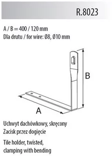 PAWBOL SP.Z O.O. Uchwyt dachówkowy skręcony (zacisk przez zgięcie) L=400mm, h=120mm - Inne akcesoria dekarskie - miniaturka - grafika 1