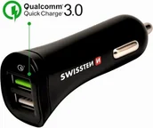 Ładowarki samochodowe - Ładowarka Swissten Premium Quick Charge 3.0 czarna - miniaturka - grafika 1