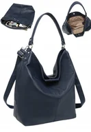 Torebki damskie - Torebka Damska na Ramię Worek Shopper LUIGISANTO Granatowa Format A4 - miniaturka - grafika 1