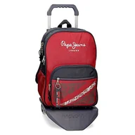 Plecaki szkolne i tornistry - Pepe Jeans Clark Plecak szkolny Czerwony 15.6l Poliester 30x40x12 cms Poliester, Czerwony, Mochila Escolar Doble Compartimento con Carro, Plecak szkolny podwójny schowek z wózkiem - miniaturka - grafika 1