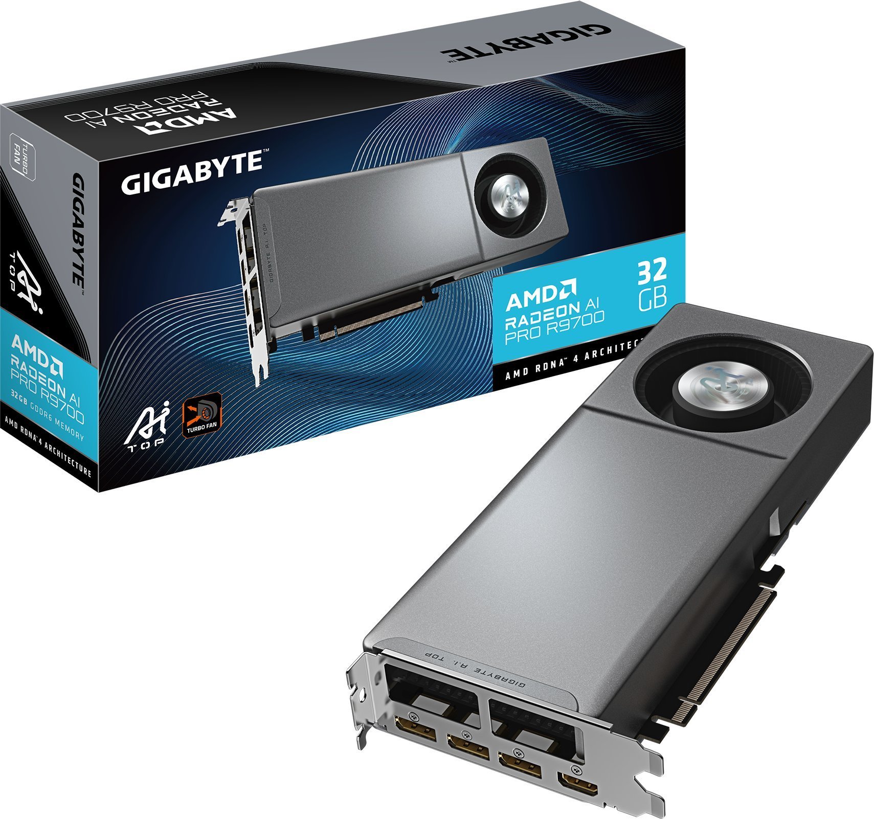 Gigabyte AI PRO 9700 32GB Radeon Turbo Fan GDDR6 GV-R9700AI TOP-32GD