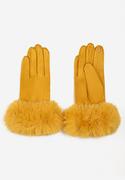 Rękawiczki - Żółte Pięciopalczaste Rękawiczki z Futerkiem Velinna - miniaturka - grafika 1