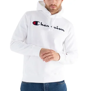 Bluza Champion Script Logo Embroidery Fleece Hoodie 217858-WW001 - biała - Bluzy sportowe męskie - miniaturka - grafika 1