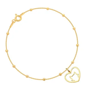 Bransoletka pozłacana z kotkiem w sercu - Bransoletki Bransoletka pozłacana z kotkiem w sercu - Bransoletki - miniaturka - grafika 1