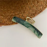 Ozdoby do włosów - Akrylowa spinka do włosów z marmurkowym wzorem - Zielony - miniaturka - grafika 1