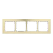 Klawisze i ramki - Karlik Ramka poczwórna Deco metal - mosiądz szczotkowany, biały - miniaturka - grafika 1