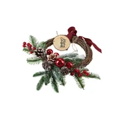 Bombki - Wianek bożonarodzeniowy z szyszkami jarzębiną i bombkami 30 cm - miniaturka - grafika 1