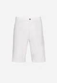 Spodenki męskie - Białe Szorty Bawełniane Bermudy Zapinane na Ukryty Suwak i Guzik Vikiidana - miniaturka - grafika 1