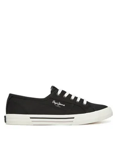 Pepe Jeans Tenisówki Brady Basic W PLS31287 Czarny - Trampki damskie - miniaturka - grafika 1