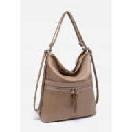 Torebki damskie - Stylowa Bezowa Torebka Damska Worek Shopper 2w1 Plecak LUIGISANTO - miniaturka - grafika 1