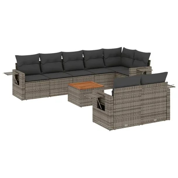 Zestaw wypoczynkowy rattan PE 9 el. szary 62x62x69 cm