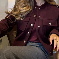 Kurtki damskie - TEMU Wczesna Jesień Jednokolorowa Kurtka Damska z Dekoracyjnymi Nitami, Casualowa Moda - miniaturka - grafika 1