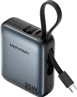 Vention 10000mAh 35W PD z wbudowanym kablem USB-C szary - Powerbanki Vention 10000mAh 35W PD z wbudowanym kablem USB-C szary - Powerbanki - miniaturka - grafika 1