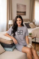 Bielizna nocna - Piżama damska - LUXEFLY SLEEPWEAR grey - miniaturka - grafika 1