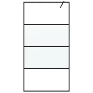 Ścianka prysznicowa, czarna, 100x195 cm, półmrożone szkło ESG - Ścianki i drzwi prysznicowe - miniaturka - grafika 4