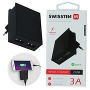 Ładowarki do telefonów - Swissten Karta sieciowa Smart IC CE 2x USB 3 A power czarny 22031000 # Wpisz kod MDC5PL22 i uzyskaj dodatkowe 25 % rabatu na ten produkt promocja do 17.05.2020 - miniaturka - grafika 1