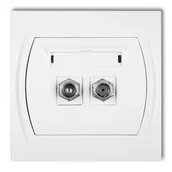 Gniazdka elektryczne - Gniazdo antenowe podwójne typu F (SAT), niklowane, LGF-2, Karlik - miniaturka - grafika 1