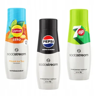 Zestaw 3 koncentratów Sodastream. Ice Tea Peach Zero + Pepsi Max + 7up Free - Syropy i koncentraty owocowe - miniaturka - grafika 1