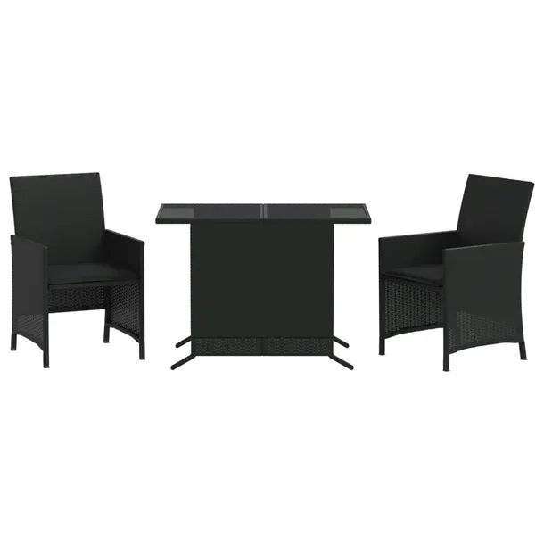 Zestaw Bistro do Ogrodu z Rattanu PE, Stół 100x59x73cm, 2 Krzesła 51,5x5