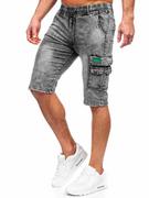 Spodenki męskie - Czarne krótkie spodenki jeansowe bojówki męskie Denley HY820 - miniaturka - grafika 1