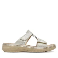 Klapki i japonki damskie - Klapki Rieker 60481-40 Srebrny - miniaturka - grafika 1