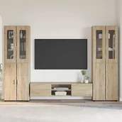 Inne meble do salonu - Zestaw szafek RTV z szufladą Dąb Sonoma Materiał drewnopochodny - miniaturka - grafika 1
