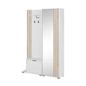 Meble do przedpokoju - Praktyczna garderoba szafa do przedpokoju z lustrem siedziskiem Nelly Biała - miniaturka - grafika 1