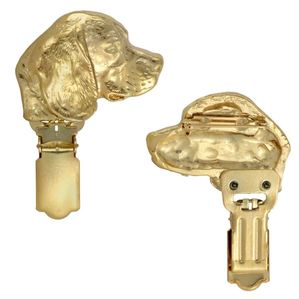 Beagle - broszka z klipsem, pozłacany uchwyt na numer startowy, prezent na wystawę psów marki Art-Dog