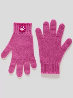 Rękawiczki - Benetton Wełniane rękawiczki w kolorze różowym - grafika 1