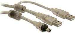 Kabel USB Delock KABEL USB 2.0 2XAM-MINI 5PCANON 0,8M 82458