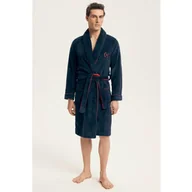 Szlafroki męskie - Szlafrok męski krótki z szerokim kołnierzem elegancki granat Got Henderson - miniaturka - grafika 1