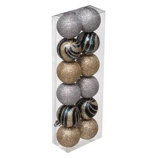 Wielokolorowe bombki o różnym wykończeniu, Ø 4 cm, 12 szt. - Bombki - miniaturka - grafika 1