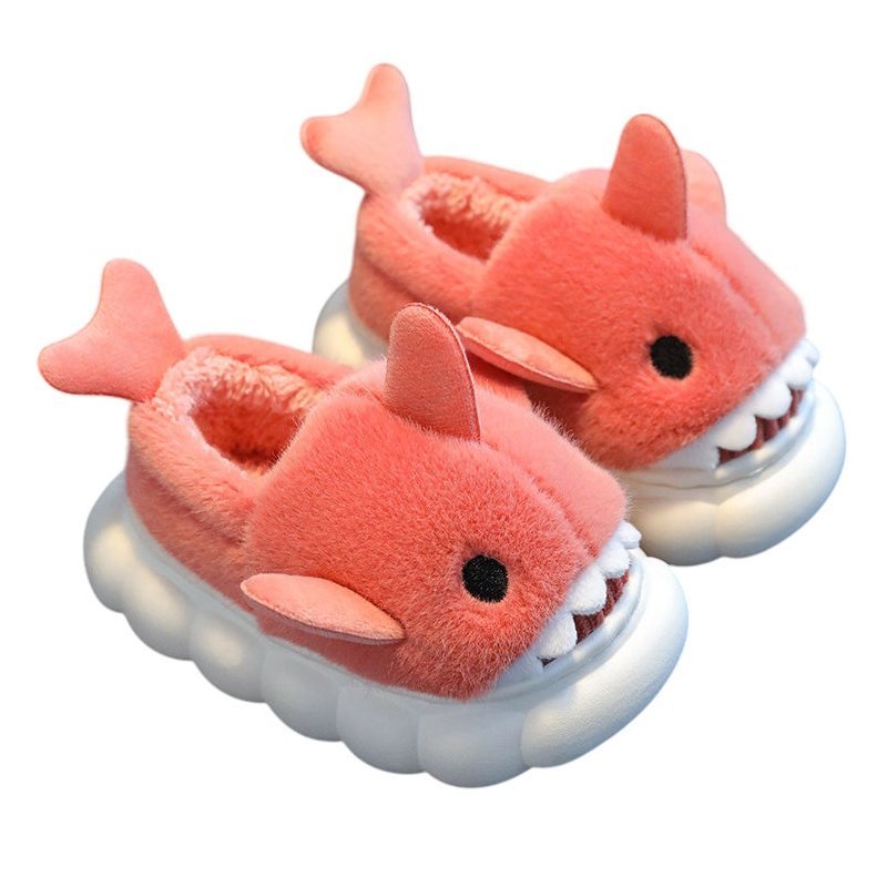 Kapcie Dziecięce Dziecięce Z Ociepleniem Wygodne Lekkie Miękkie Antypoślizgowe Domowe Przedszkolne Urocze Z Rekinem Red Pełne Rico 30/31