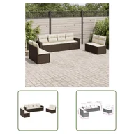 Sofy ogrodowe - The Living Store 8-cz. zestaw wypoczynkowy do ogrodu - z poduszkami - brązowy - Sofa Ogrodowa - miniaturka - grafika 1
