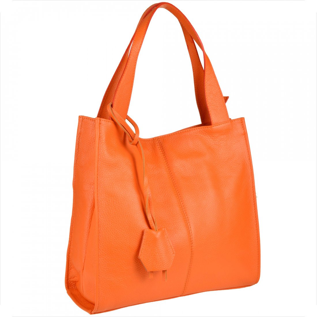 Duża torebka włoska shopper bag skóra naturalna pomarańczowa