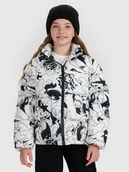 Kurtki i płaszcze dla dziewczynek - 4F Kurtka puchowa z wypełnieniem syntetycznym dziewczęca - biała 122 (6-7 lat) - miniaturka - grafika 1