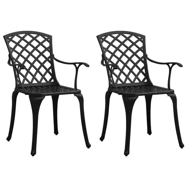 Zestaw 2 krzeseł ogrodowych czarnych z odlewanego aluminium 61 x 60 x 93 c