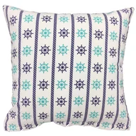 Pościel - Poszewka 40x40 R010 biała kotwice stery granatowe miętowe - miniaturka - grafika 1