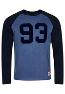 Koszulki męskie - Superdry Vintage Field College L/S Top Koszulka męska, Livid Blue/Rich Navy, L - miniaturka - grafika 1
