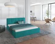 Łóżka - Łóżko tapicerowane RINO - Paris, kolor: petrol rama, stelaż metalowy podnoszony 160 x 200 - miniaturka - grafika 1