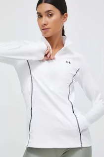 Bluzy damskie - Under Armour bluza treningowa kolor biały gładka - grafika 1