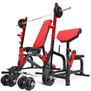 Zestaw do treningu siłowego Marbo Sport ławka regulowana i stojaki pod sztangę - Ławki treningowe - miniaturka - grafika 1