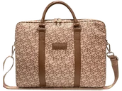 Torby na laptopy - Torba na laptopa GUESS GCube Stripes Brązowy - miniaturka - grafika 1