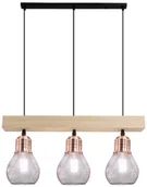 Lampy sufitowe - Industrialna lampa wisząca z drewnem 1998/3 WD z serii EDISON - miniaturka - grafika 1