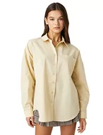 Koszulki i topy damskie - Koton Damska koszulka oversized Cotton Long Sleeve Pocket Detail Shirt, beżowy (063), 36 - miniaturka - grafika 1
