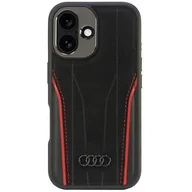 Etui i futerały do telefonów - Audi Genuine Leather MagSafe iPhone 16 6.1" czarno-czerwony/black-red hardcase AU-TPUPCMIP16-R8/D3-RD - miniaturka - grafika 1
