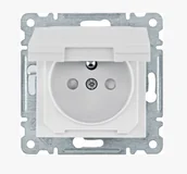 Gniazdka elektryczne - Hager Gniazdo z z/u klapką z przesłoną torów LUMINA - biały - miniaturka - grafika 1