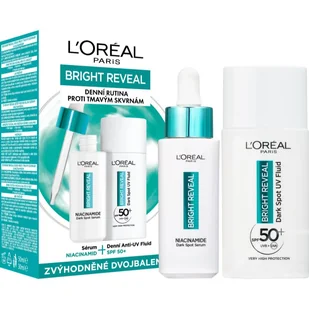 L'Oréal Paris Bright Reveal Dark Spot UV Fluid SPF50+ Zestaw fluid do twarzy na dzień Bright Reveal Dark Spot UV Fluid SPF50 50 ml + serum do twarzy Bright Reveal Niacinamide Dark Spot Serum 30 ml - Zestawy kosmetyków damskich - miniaturka - grafika 1
